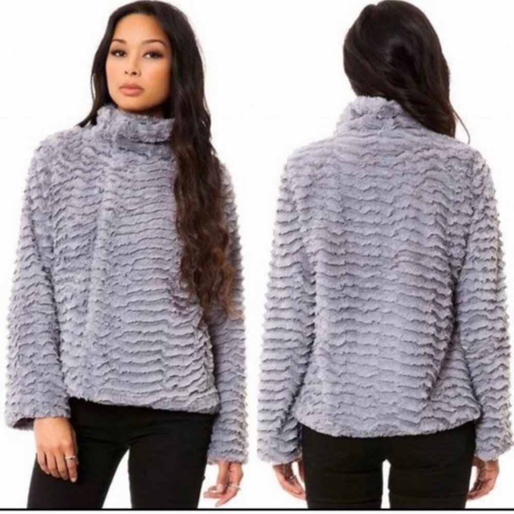 PATAGONIA Pelage Purple Gray Curly Fleece Asymmetrical Closure Swing Jacket M